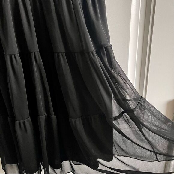 Love Reign Black Jewel Beaded Neckline Black Tie Holiday Party Midi Dress SZ S - Picture 5 of 9